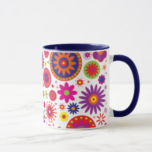 Hippy regnbågeblommor mugg