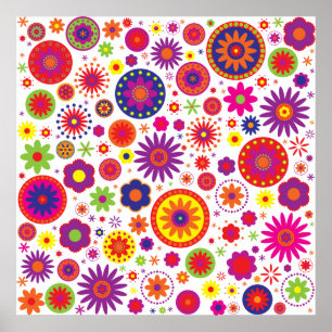 Hippy regnbågeblommor poster