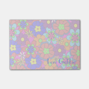 Hippy Retro blommor Post-it Block