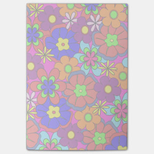 Hippy Retro blommor Post-it Block