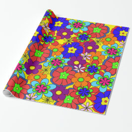Hippy Retro blommor Presentpapper