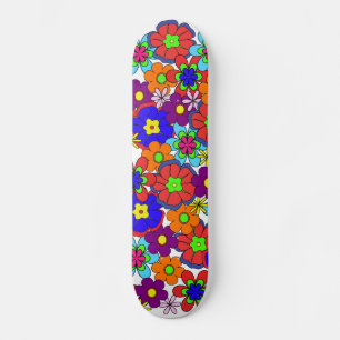Hippy Retro-blommor Skateboard Bräda 19,5 Cm