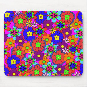 Hippy Retro Funkadelic blommor Musmatta