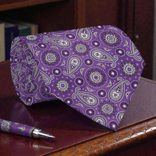 Hippy Retro Lila Paisley Slipskötsel Band Slips