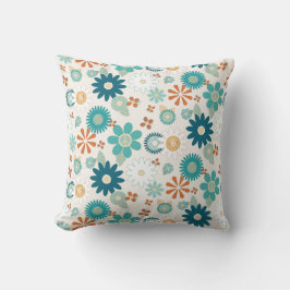 Hippy Retro Vibe 70-talets Daisy Peace Blue Orange Kudde