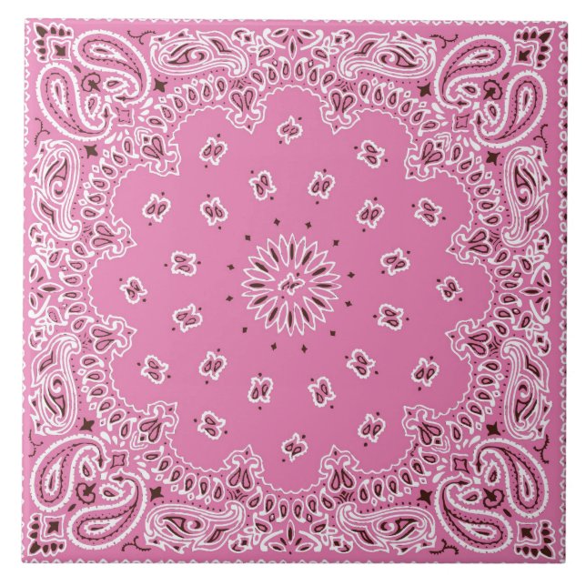 Hippy rosa Bandanna för Retro 60-tal70-tal Kakelplatta (Framsidan)
