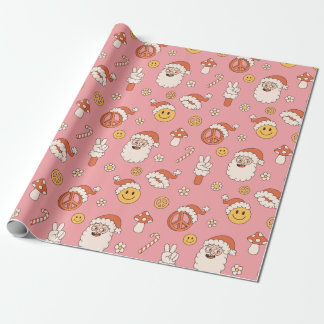 Hippy Santa Julafton Funny Wrapping Papper Presentpapper