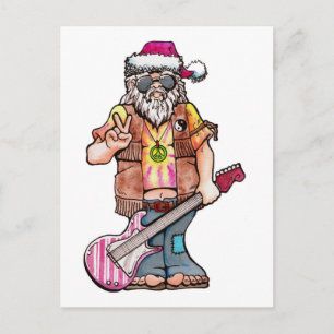 Hippy Santa säger "Coola Yule" Helg Vykort