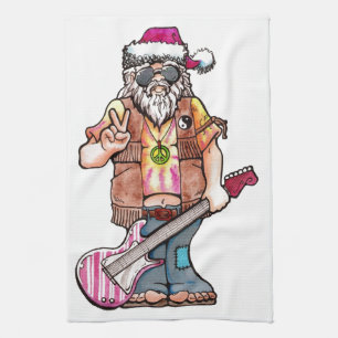 Hippy Santa säger "Coola Yule" Kökshandduk