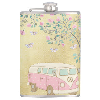 Hippy Skåpbil Fjäril och blommarguld Fickplunta