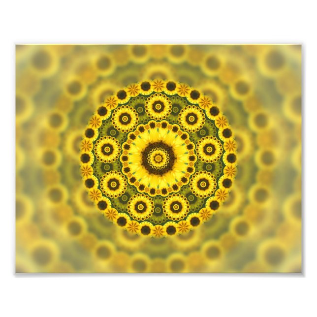 Hippy Solros Fractal Mandala Mönster Fototryck (Framsidan)