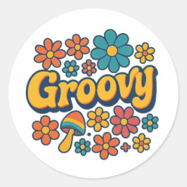 Hippy Style Groovy Sticker Runt Klistermärke