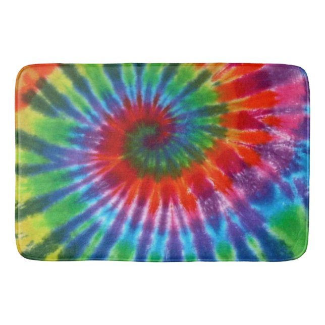 Hippy Tie Dye 60s Retro Colorful Boho Badrumsmatta (Framsidan)