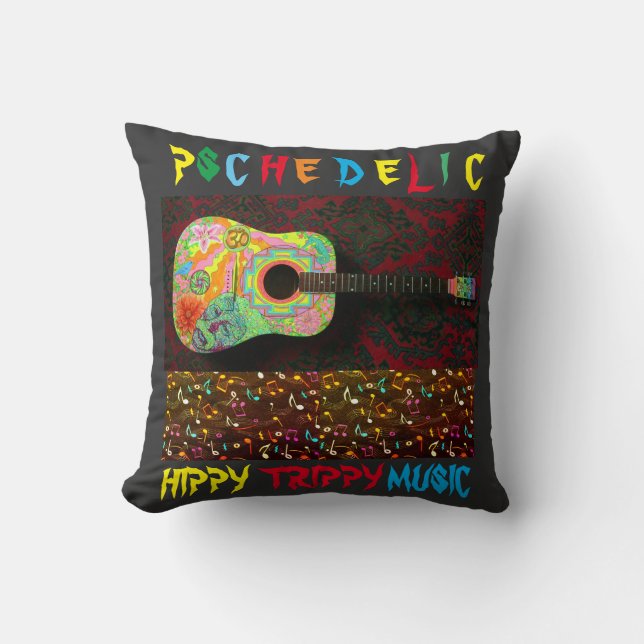 Hippy Trippy Music Psychedelic Dekorativ kudde (Framsida)
