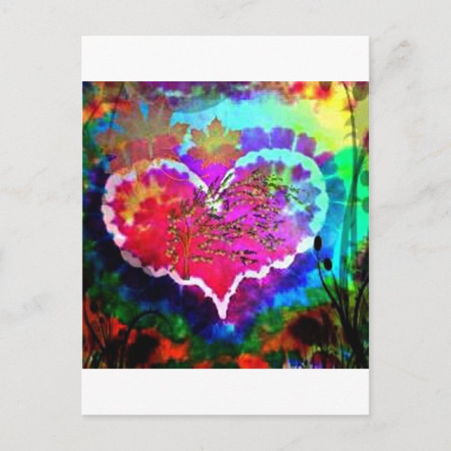 Hippy vid Heart Rainbow Tie Dye presentsamling Vykort (Framsida)