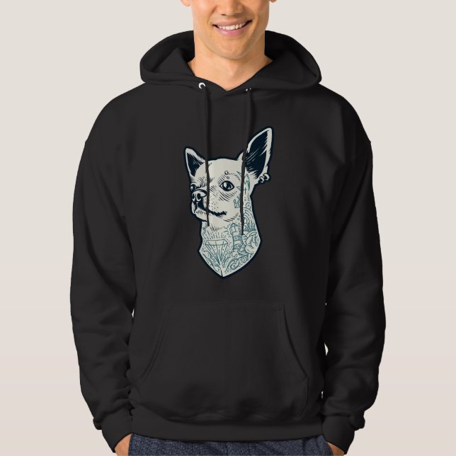 Hipser Chihuahua Hoodie (Framsida)