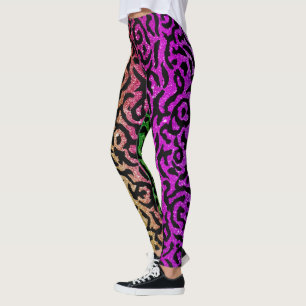 Hipster Animal Print Rainbow Rosa Glitter Leggings