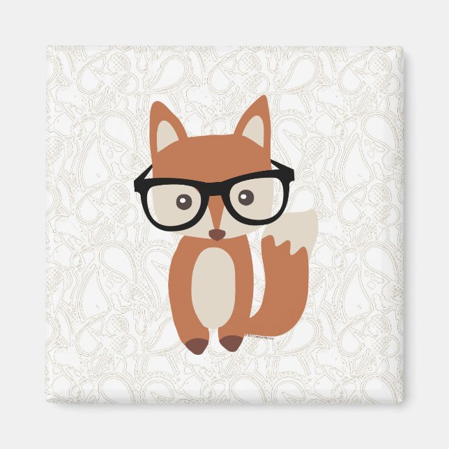 Hipster Baby Fox w/Glass Magnet (Framsidan)