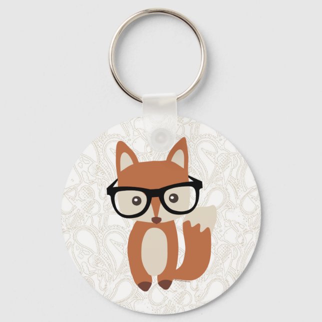 Hipster Baby Fox w/Glass Nyckelring (Framsida)