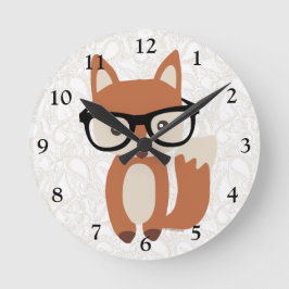 Hipster Baby Fox w/Glass Rund Klocka