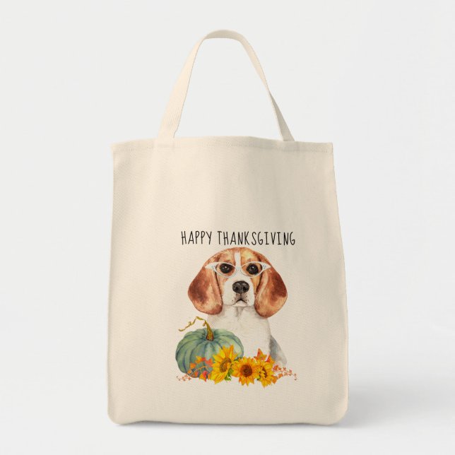 Hipster Beagle Anpassningsbar Thanksgiving  Tygkasse (Framsidan)