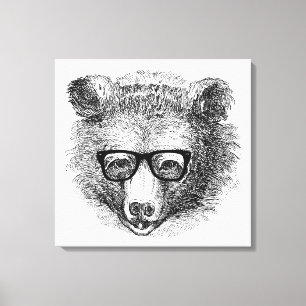 Hipster Bear Canvastryck