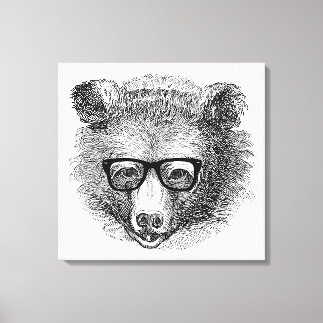 Hipster Bear Canvastryck (Framsida)