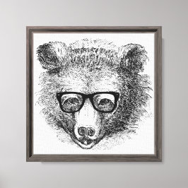 Hipster Bear Canvastryck