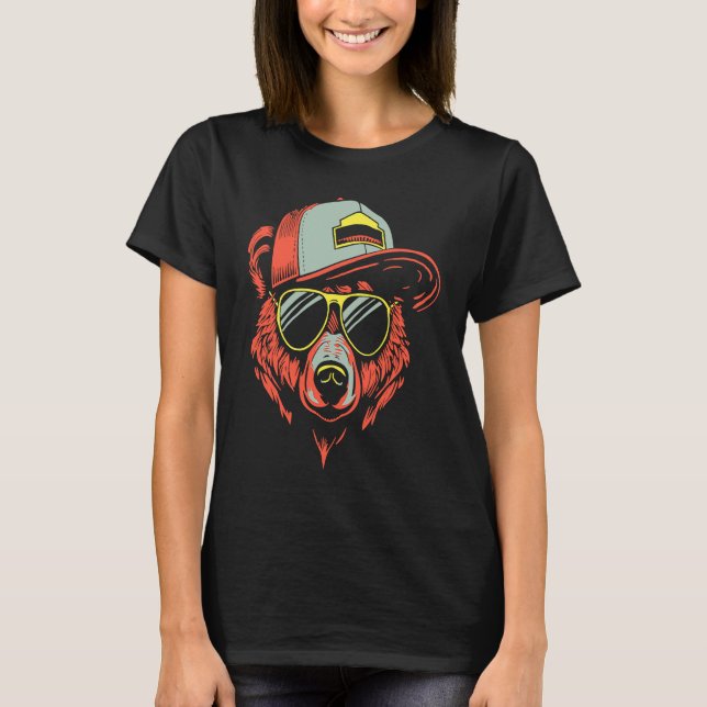 Hipster Bear Illustration T Shirt (Framsida)