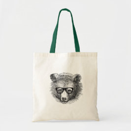Hipster Bear med glas Tygkasse