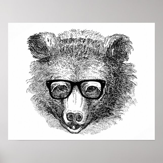 Hipster Bear Poster (Framsidan)
