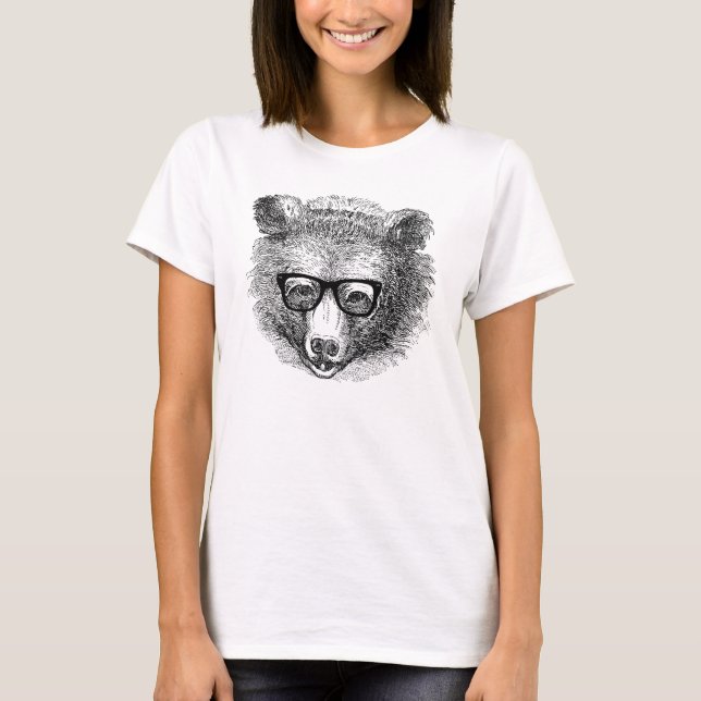 Hipster Bear Tee Shirt (Framsida)