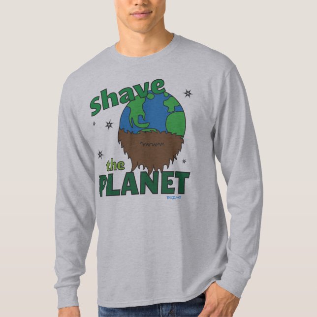 Hipster Bearded Earth Day Shave (Spara) The Planet T-shirt (Framsida)