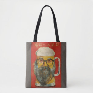 Hipster Beared Beer Mugg Tote Bag Tygkasse