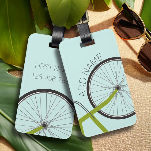 Hipster Bicycle Wheel med eget namn Bagagebricka (Personalized Sports Luggage Tag - Football Jersey Theme)