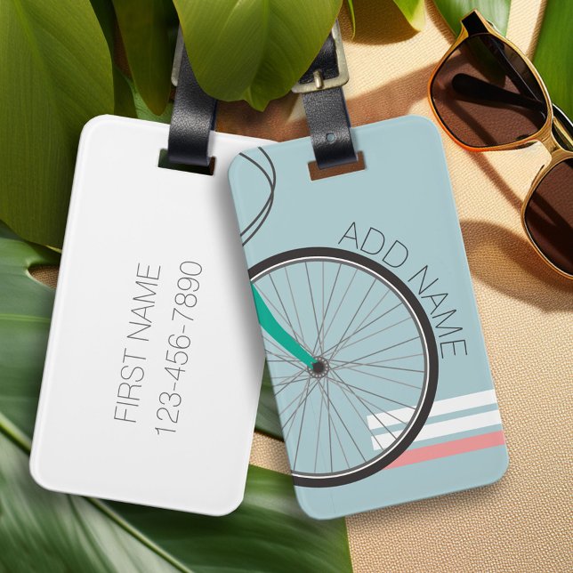 Hipster Bicycle Wheel med eget namn Bagagebricka (Custom Luggage Tag)