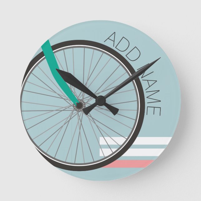 Hipster Bicycle Wheel med eget namn Rund Klocka (Framsida)