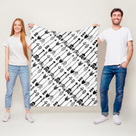 Hipster Black and White Arrow Mönster Fleecefilt