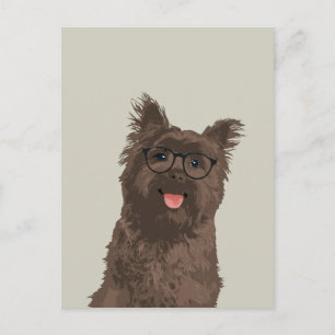 Hipster Black Glasses Cairn Terrier för Hundälskar Vykort
