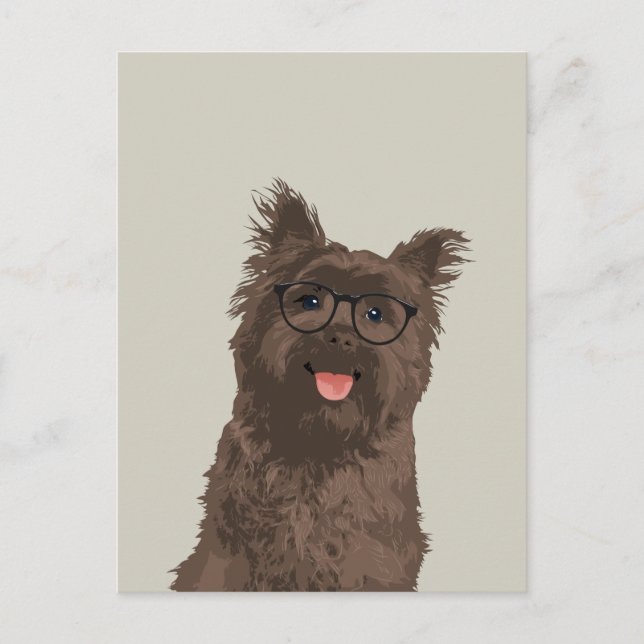 Hipster Black Glasses Cairn Terrier för Hundälskar Vykort (Framsida)