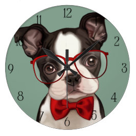 Hipster Boxer Puppy Stor Klocka