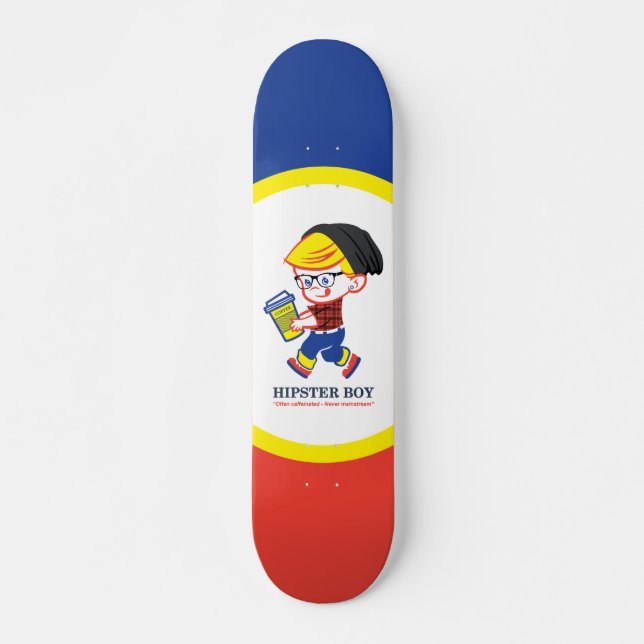 Hipster Boy - Parody illustration Mini Skateboard Bräda 18,5 Cm (Framsida)