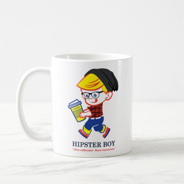 Hipster Boy - Parody illustration T-Shirt Kaffemugg (Vänster)