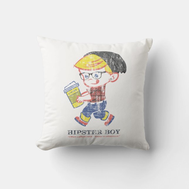 Hipster Boy-vintage Parody-illustration Kudde (Framsida)