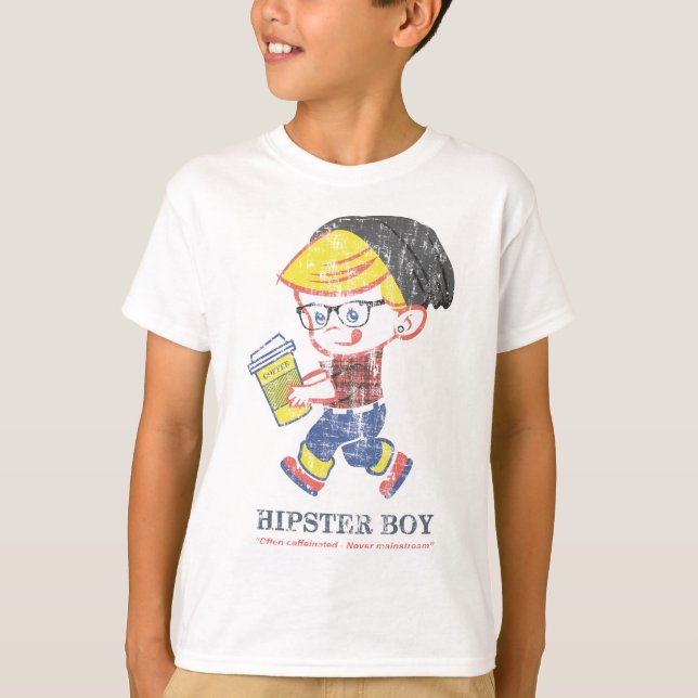 Hipster Boy-vintage Parody-illustration T Shirt (Framsida)