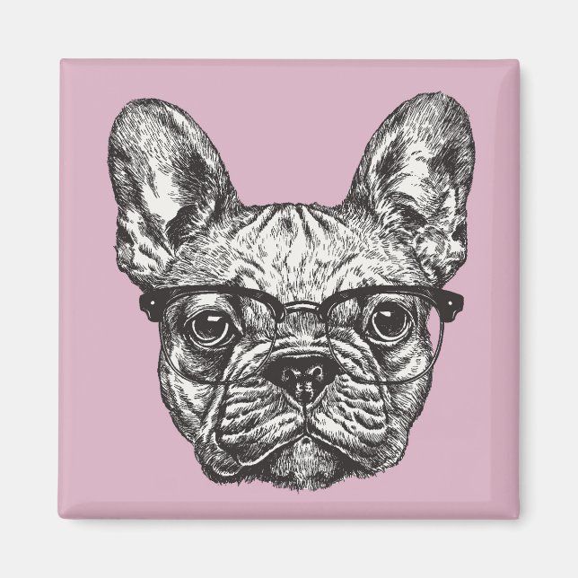 Hipster Bulldog Magnet (Framsidan)