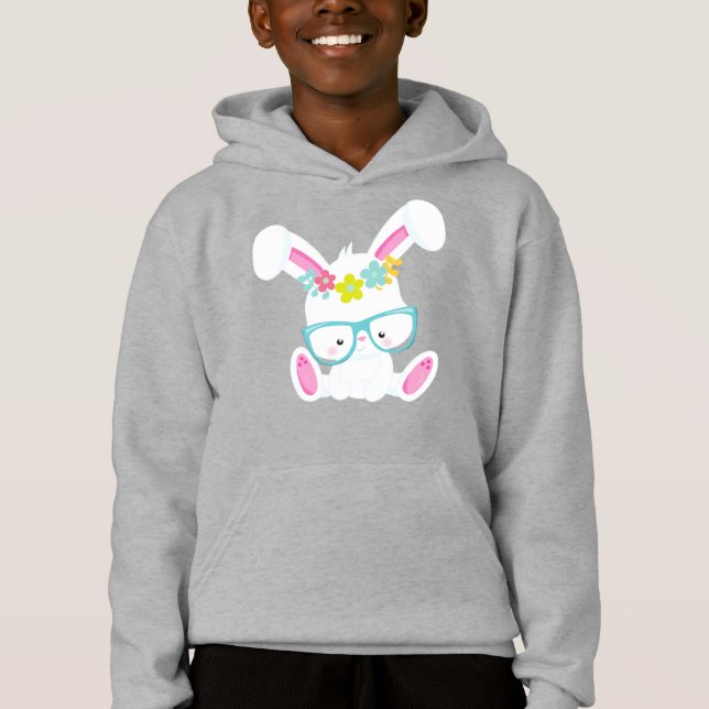 Hipster Bunny, Bunny med glasögon, kanin, blommor T Shirt (Framsida)