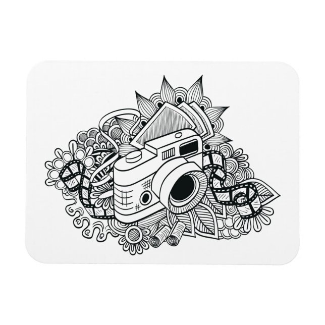 Hipster Camera Doodle Magnet (Horisontell)