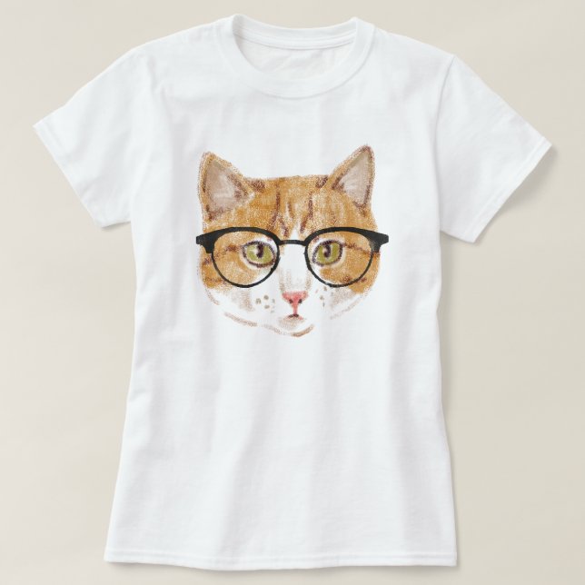 Hipster Cat (brun och vit) Tröja (Design framsida)