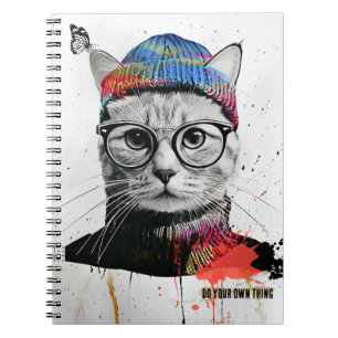 Hipster Cat Journal Anteckningsbok